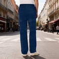 thumbnail image 5 of Lmnyox Men's Velvet Pants Wide Leg Loose Plain Drawstring Trousers Casual Business Work Pants with Pockets, 5 of 9