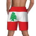 thumbnail image 2 of Men's 2 in 1 Swim Trunks with Compression Liner Lebanese Flag Quick Dry Beach Shorts, 2 of 6