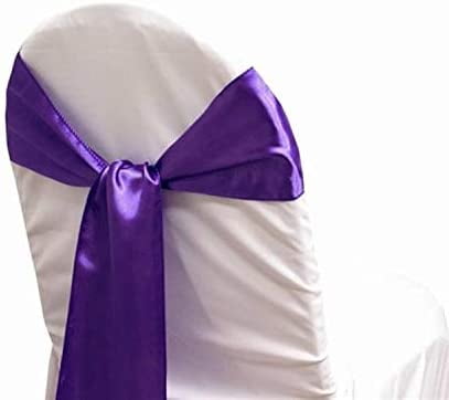 10 50 100 Cadbury Purple 275cmx18cm Satin Chair Sashes Chair Bows Swags Wedding 