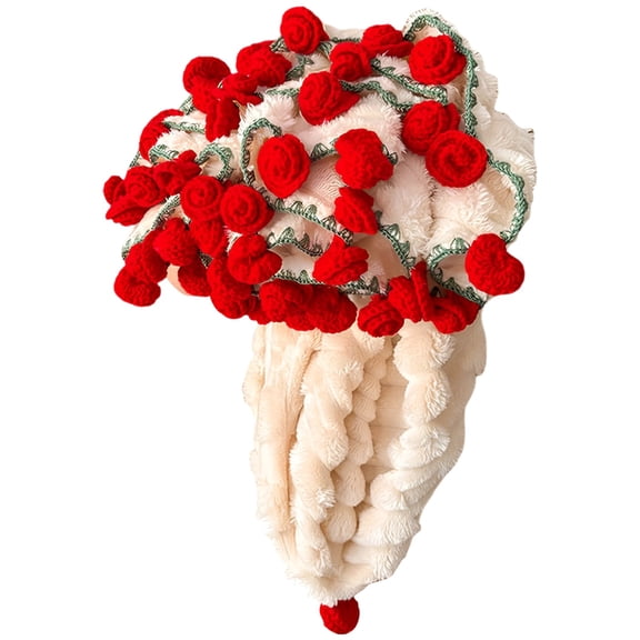 Rose Flower Blanket, 39.4 in / 100 cm Plush Fleece Bouquet Throw, Round Floral Blanket, Romantic Valentine's Day Present, Soft Milk Velvet, Machine Washable, Red Roses Flower Theme Gifts