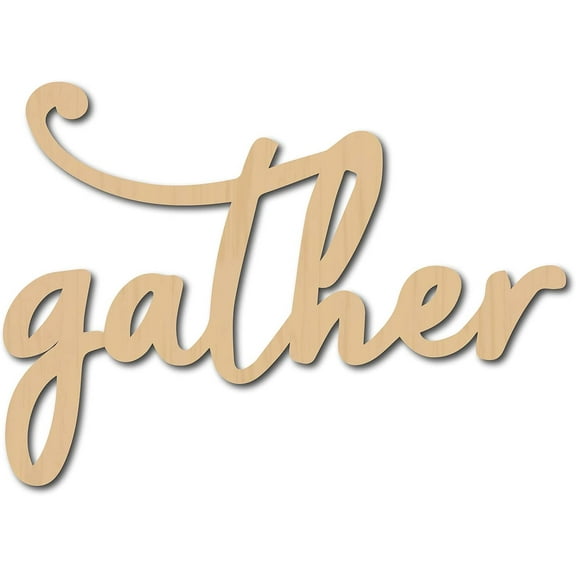 Laser Cut Wood Sign Wall Art Gather Letter Sign Heart Decorative Wall Sculpture Hanging Decor Unfinished for Housewarming Door Wall Room Decoration 11.9 x 8.6inch