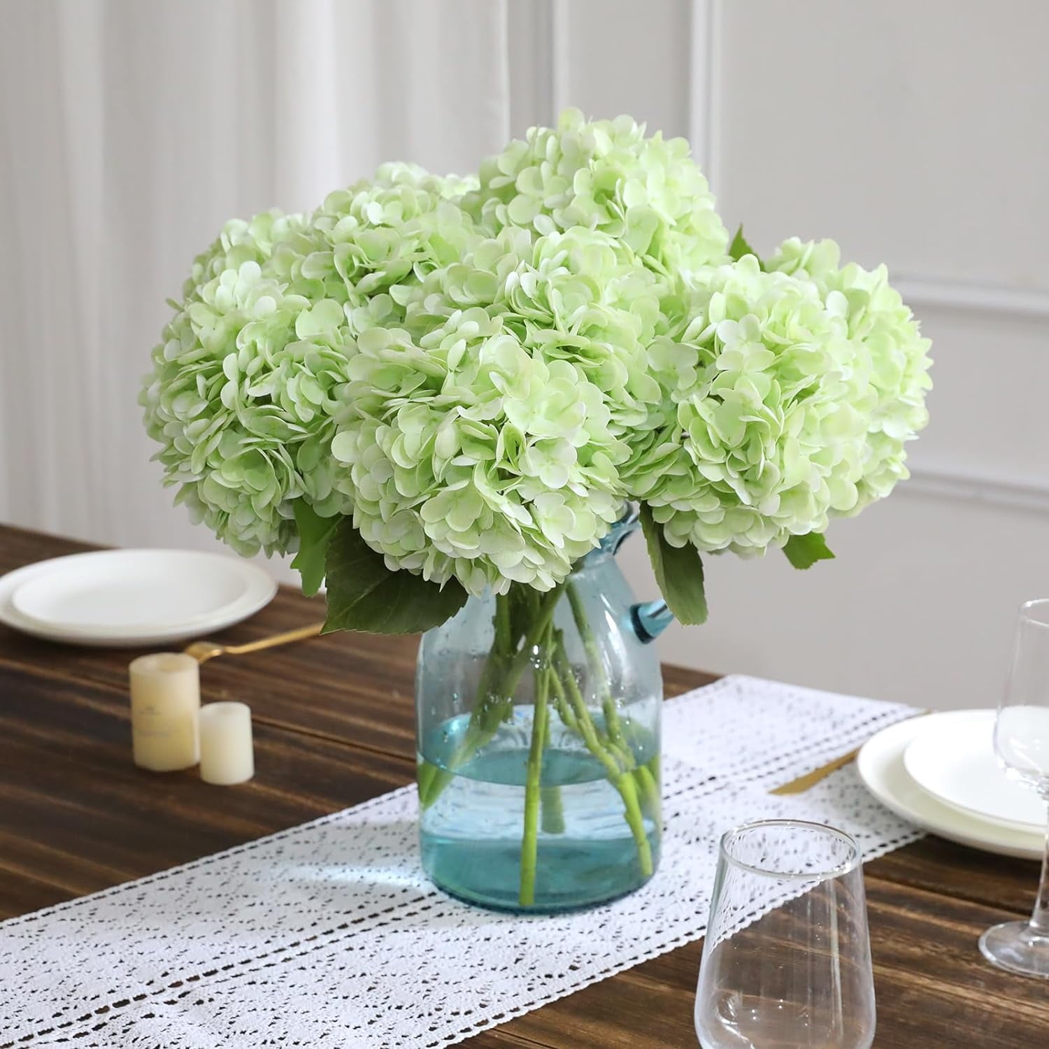 Orange Hydrangea Artificial Flowers Silk Flowers Fake Hydrangeas Real Touch Hydrangea Flowers for Wedding Party Office Home Decor (Orange)