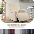 thumbnail image 4 of Timeles Recliner Chair Covers, Stretch Reclining Cover, Recliner Sofa Slipcovers Stripe Jacquard Recliner Couch Covers Furniture Protector Covers for Pet Kid (1 Seater, Vanilla), 4 of 7