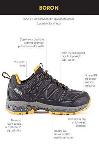 Mens DEWALT Boron Athletic Work Shoe Black Yellow Footwear||Men/'s