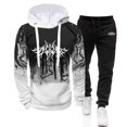 thumbnail image 2 of Chándal para hombre, sudadera con capucha y pantalones casuales con efecto Splash-ink, conjunto deportivo de dos piezas para hombre, ropa para correr a la moda para hombre, 2 of 4