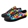 thumbnail image 3 of Coolcustomize Stylish Men's Lace-Up Sneakers Plus Size | Colorful Puzzle Pattern Casual Shoes, Dailywear Footwear, Low Top Canvas Shoes, Fabric Upper & Sole, Random Printing, Round Toe Athletic Shoes, 3 of 10
