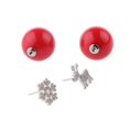 thumbnail image 4 of Pendientes del perno prisionero Salvador Perla Cristal Rojo Navidad, 4 of 8