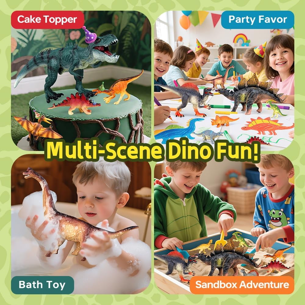 Drefirsa Realistic Dinosaur Action Figures Plastic Toy Set, 14 Pieces