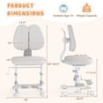 thumbnail image 3 of Costway Kids Study Chair with Adjustable Double Backrest, Footrest, Seat Height & Depth Gray, 3 of 10