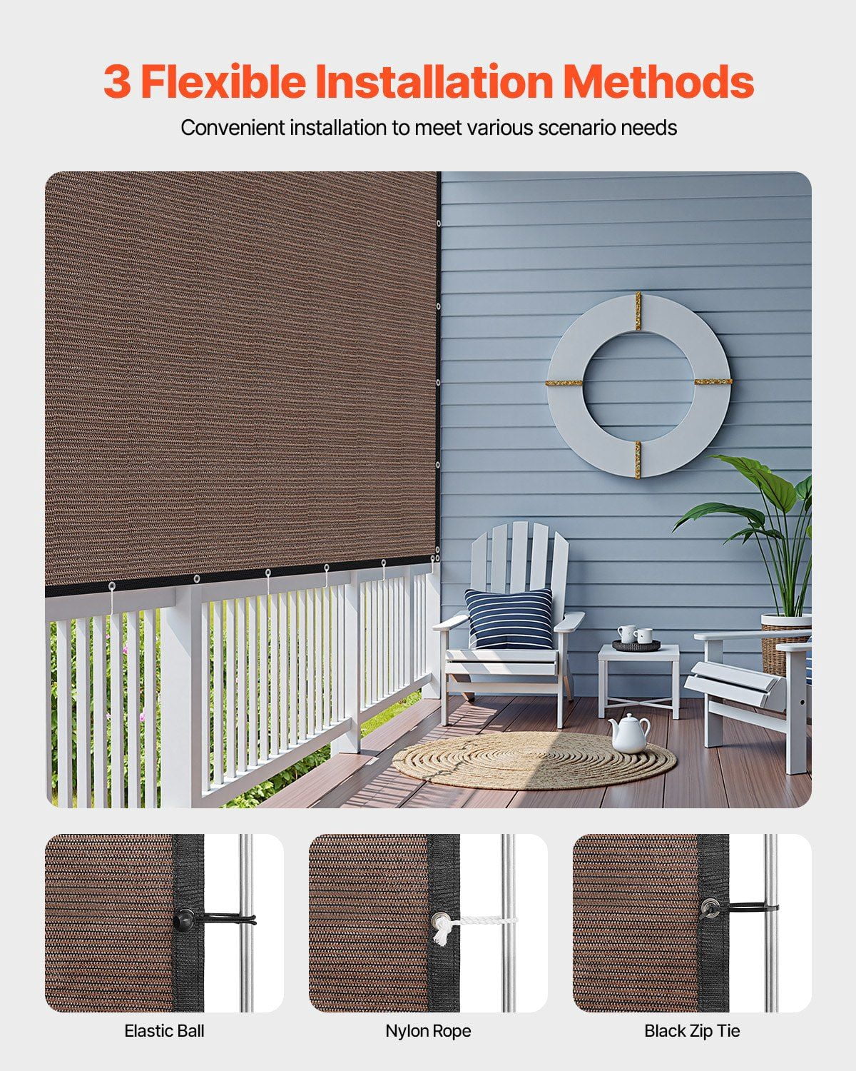 10x12ft 90% Sun Shade Cloth - 140GSM HDPE Pergola Cover w/Stainless Grommets - Brown Privacy Screen for Patio, Garden & Backyard