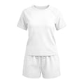 thumbnail image 4 of Wowcloth Women's Solid Color Short Sleeve Round Neck Top and Shorts Set, Casual Comfortable for Daily Wear and Travel, 4 of 5