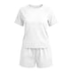 thumbnail image 4 of TaTaai Women's Short Sleeve Top and Shorts Set Round Neck Design Elastic Waist Shorts with Pockets Solid Color Casual Two Piece for Summer Daily Activities Gift, 4 of 5