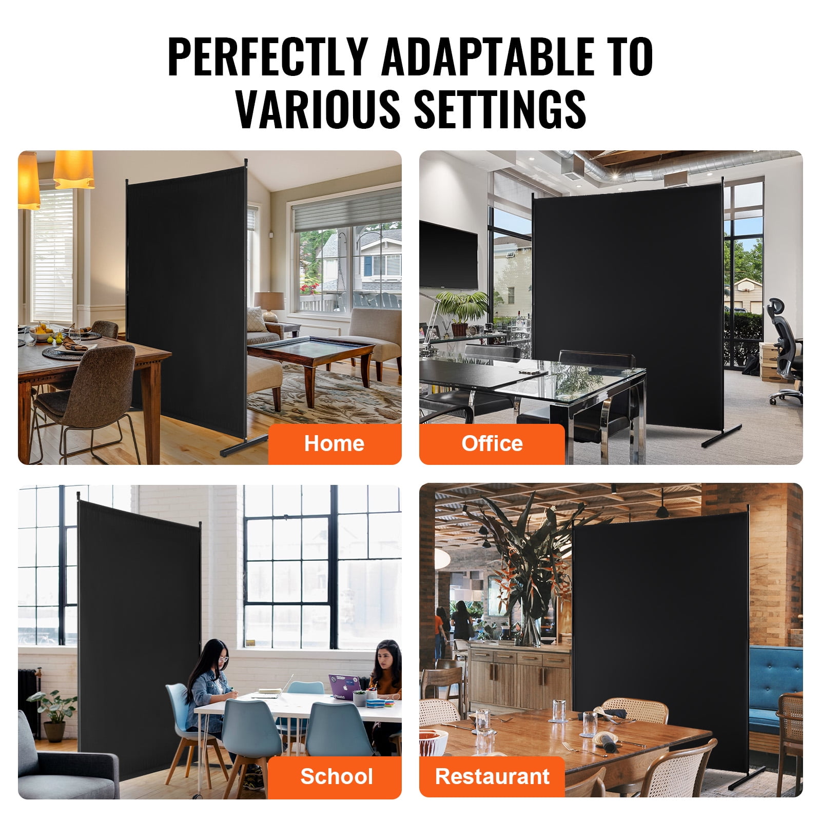 KFFKFF Space Partition, One-Panel Privacy Barrier, 6FT Indoor Privacy Shield, Segregation Screen for Spaces, Standalone Partition Panel for Workspace, Sleeping Area, Black