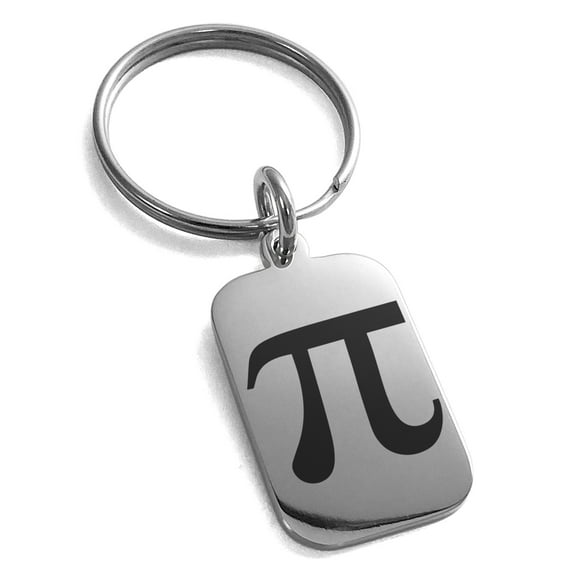 Stainless Steel Pi Mathematical Engraved Small Rectangle Dog Tag Charm Keychain Keyring