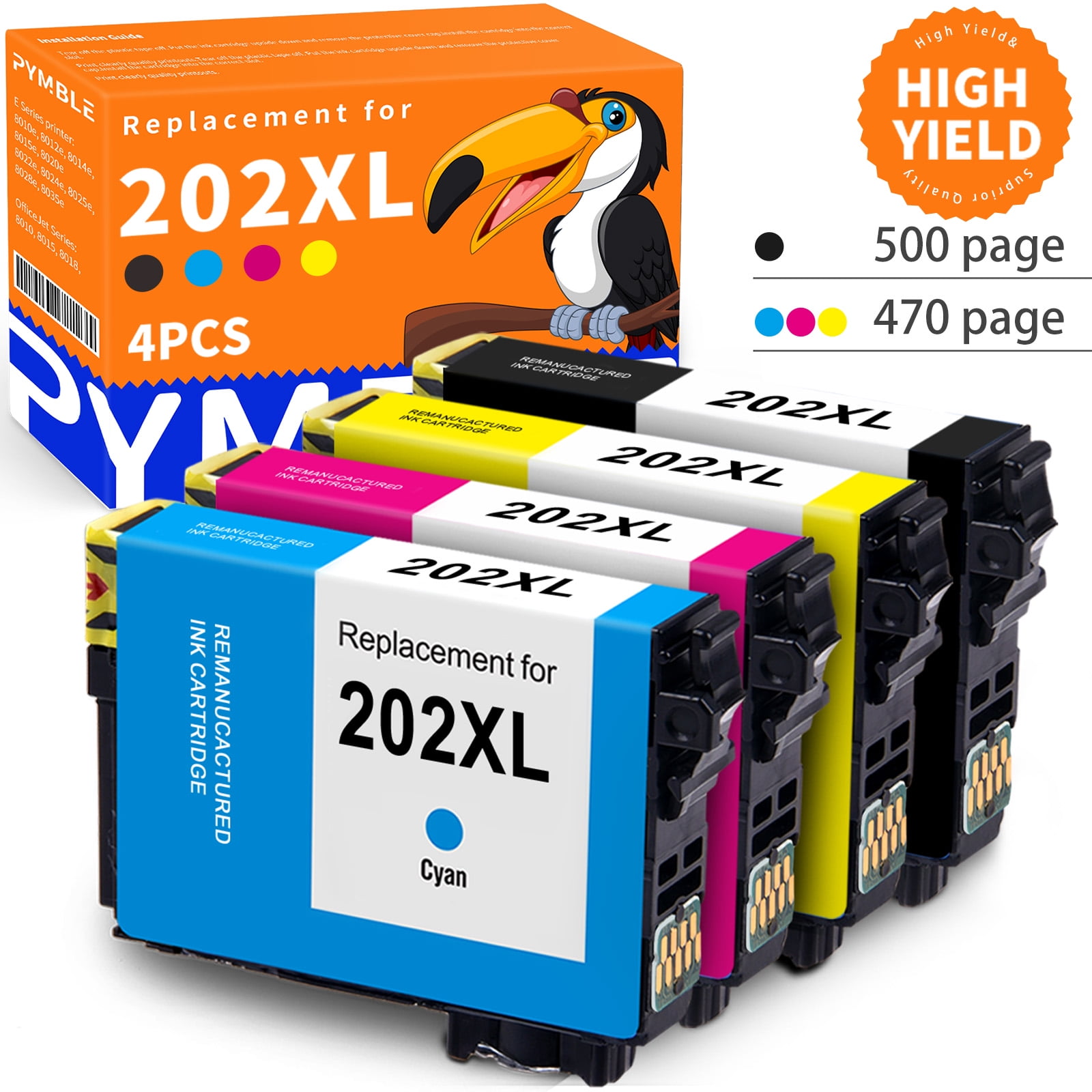 XL Ink Cartridge Epson 202 T202XL Ink Cartridge for Epson Workforce WF-2860 Expression Home XP-5100 Printer Tray Printer Ink(Black, Cyan, Magenta, 4-Pack) - Walmart.com