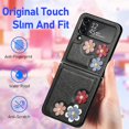 thumbnail image 5 of for Samsung Galaxy Z Flip 4 Flower Cute Case, Applique Design Slim Thin PU Leather & Crystal Hard PC Shockproof Protective Phone Cover Case for Samsung Z Flip 4 LTH Black, 5 of 14