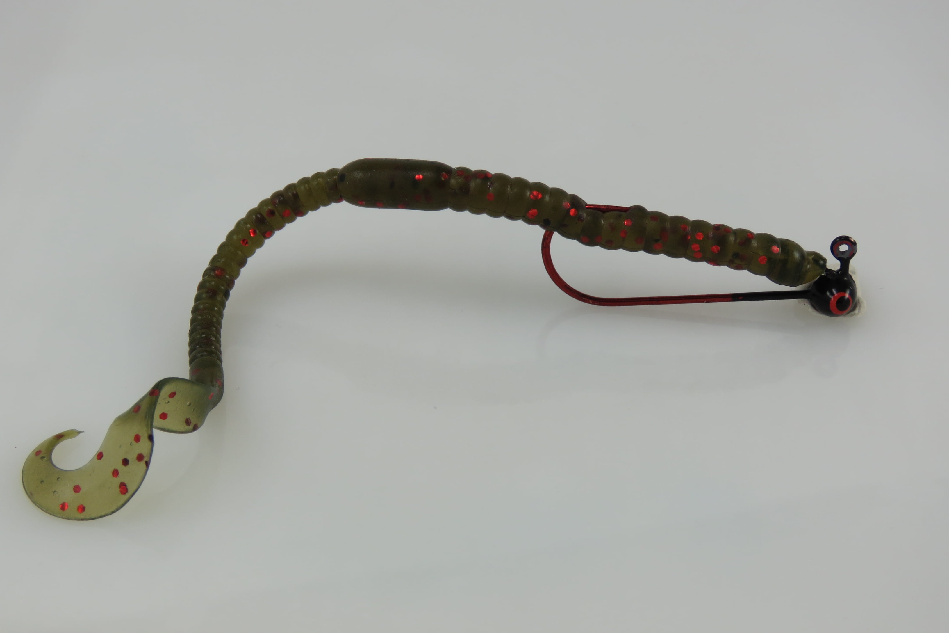 Luck-E-Strike, 6" Twirl Tail Worm, Watermelon Pumpkin, Plastic Worms
