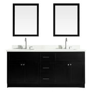 ARIEL HAMLET 73 IN. DOUBLE SINK VANITY SET WITH WHITE QUARTZ COUNTERTOP IN BLACK