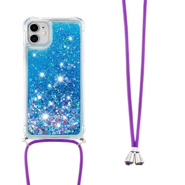 Funda FOXDOCK para iPhone 11 con Cuerda Ajustable, Brillo Líquido, Protección Antigolpes y Lente – Ideal para Regalo