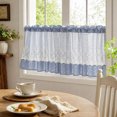 thumbnail image 5 of Blue and White Buffalo Check Plaid Window Valances Floral Lace Semi Sheer Kitchen Curtain Farmhouse Gingham Curtains Rod Pocket Valances for Living Room, 42"x18", 5 of 8
