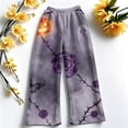 thumbnail image 5 of Fabrcox Womens Flannel Pajama Pants Halloween Ghost Pumpkin Cat Sleeping Pants Women Spooky Fall Winter Cozy Fluffy Wide Leg Pj Pants Women Gray S, 5 of 6
