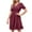 Wine, variant on Summer Casual Dresses for Womens 2026 Fashion Plus Size Casual V-Neck Chiffon Short Sleeve Solid Mini Dress