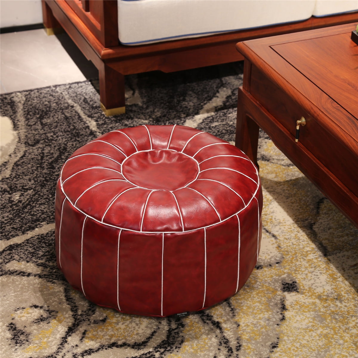 NEW Luxury Moroccan Leather Ottoman Pouffe Pouf Footstool In White
