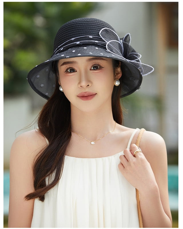 Vorkoi Lady Polka dots Organza Fascinator Sun Hats Women  display picture 2