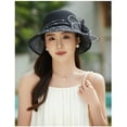 thumbnail image 3 of Vorkoi Lady Polka dots Organza Fascinator Sun Hats Women Kentucky Derby Wide Brim Bowler Hat for Tea Party Church Wedding, 3 of 3
