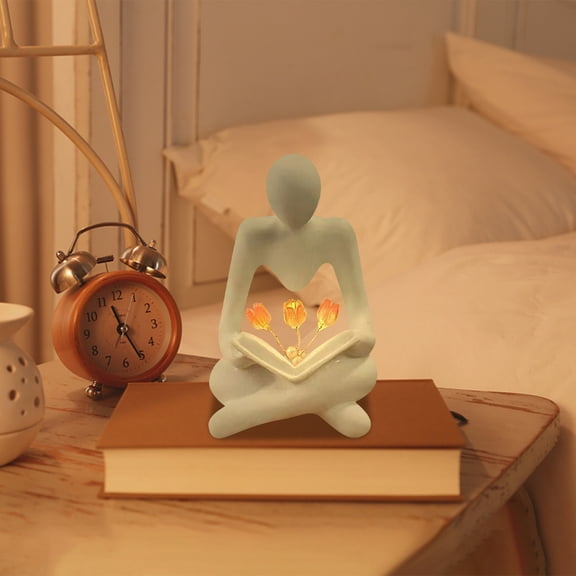Gnmfd Book Sculpture Night Light Desk Lamp Abstract Bookshelf Statue Decorative Reading Lamp for Home Office Bedroom, Soft Warm LED Light Art Lamp Gift for Book Lovers Library Decor