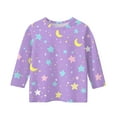 thumbnail image 4 of LTTVQM Girls 3/4 Sleeve Shirts Fall Casual Stars and Moon Print Tee Round Neck Comfortable Blouse Tween Girls Trendy Clothes Purple 12-13 Years, 4 of 4