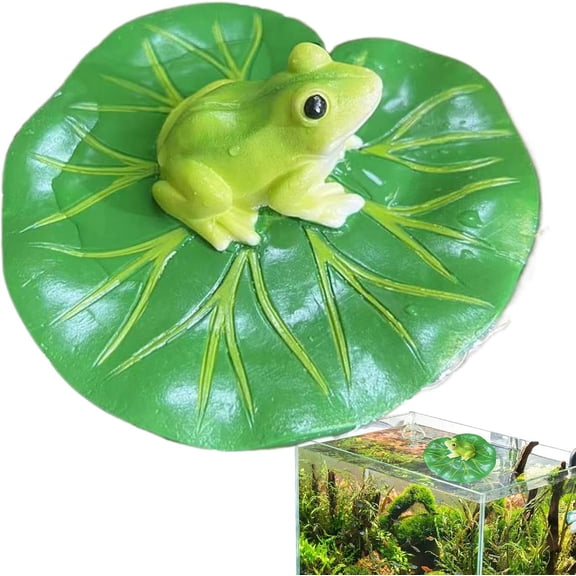 Floating Frog on Leaf, Resin Pond Decoration for Garden Pool