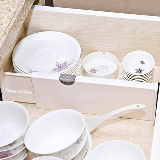 Organisateur de tiroir (lot de 4) en plastique, séparateur de tiroir  réglable pour cuisine, salle de bain ou chambre à coucher, transparent noir.