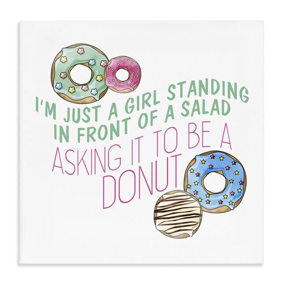 Stupell Industries Contemporary Humorous Donut Girl Quote Pastel Typography Canvas Art, 17 x 17, by Kim Allen