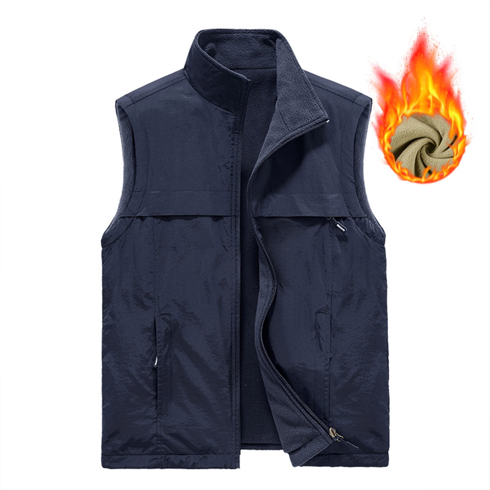 JUUYY Men's Sherpa Lined Mountain Vest Outdoor Fishing Utility