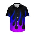 thumbnail image 4 of Men's Summer Button Down Shirts Flame Print Short Sleeve Bowling Shirt Tops Casual Relaxed Fit Elastic Tees for Vacation Traveling, 4 of 5