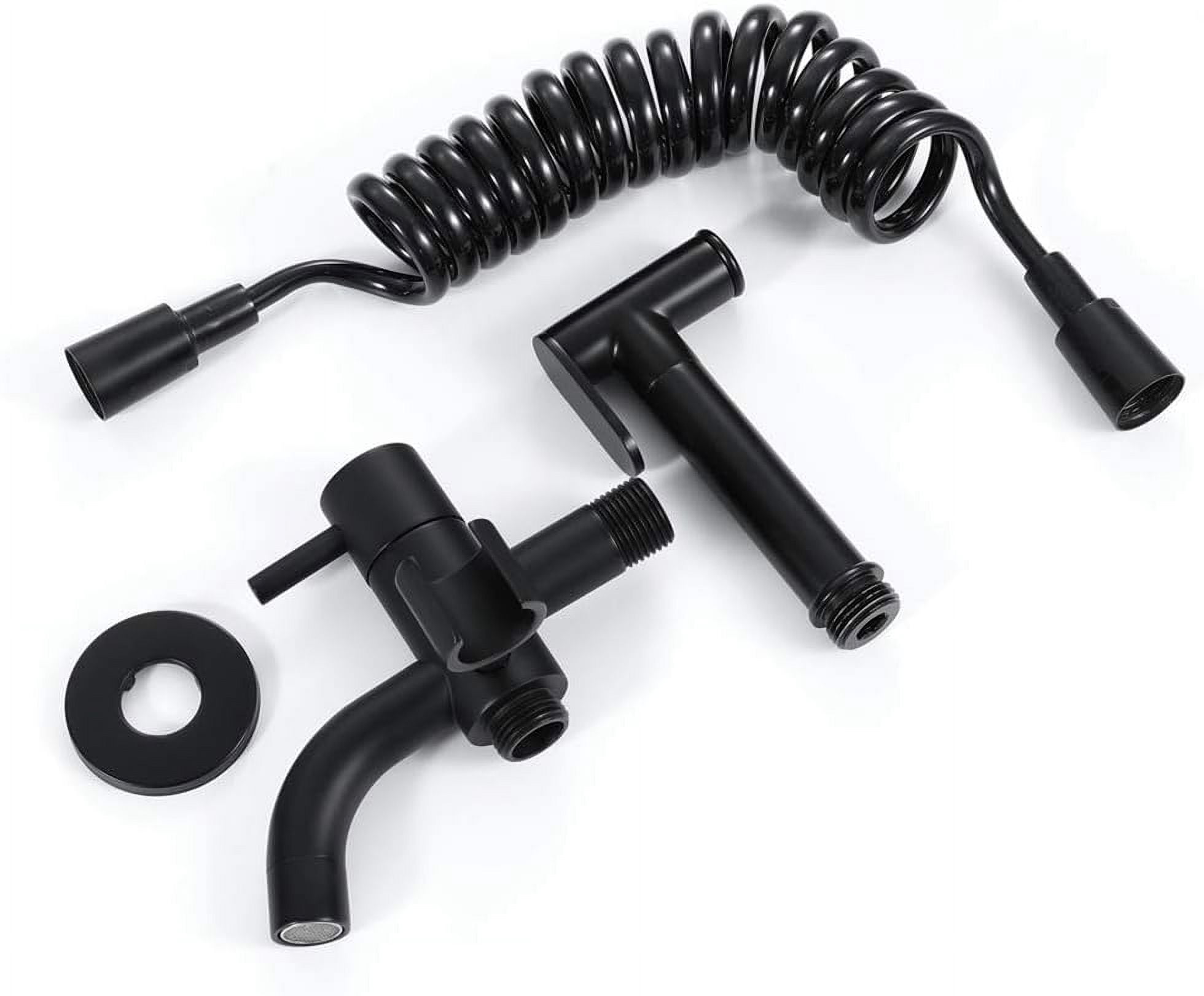 Bidet Sprayer Faucet Set with Cold Water Black Brass Wall Mount Handheld Toilet Bidet Attachment Pressure Sprayer Single Handle Bidet Spray Set for Personal Hygiene,Set a