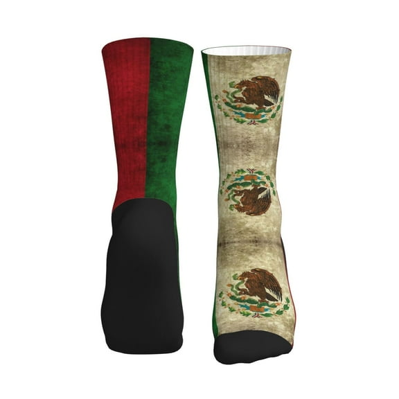 Men Women Retro Mexico Sacred Flag Novelty Soft Funny Dress Crew Socks