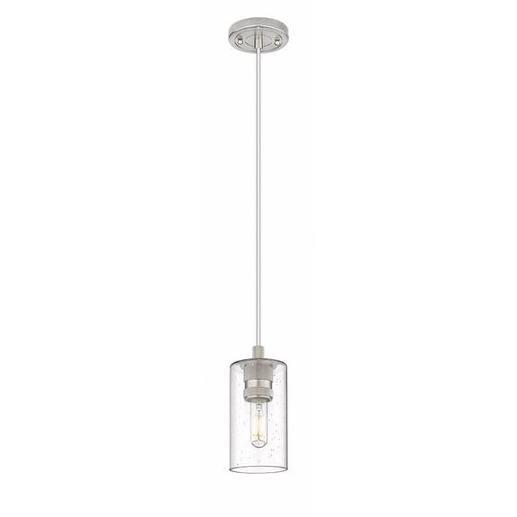 Innovations Lighting  Crown Point -  1 Light 7" Cord Hung Pendant Polished Nickel/Seedy