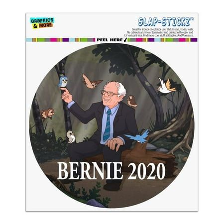 Bernie Sanders 2020 with Birds In A Forest Retro Cartoon Automotive Car Window Locker Circle Bumper