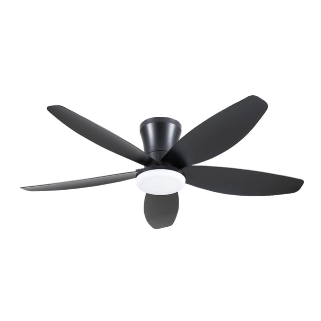 PHORUS 36" Low Profile Ceiling Fan with LED Light,Remote & App Control,Quiet Reversible DC Motor,Dimmable Flush Mount Fan for Bedroom,Black
