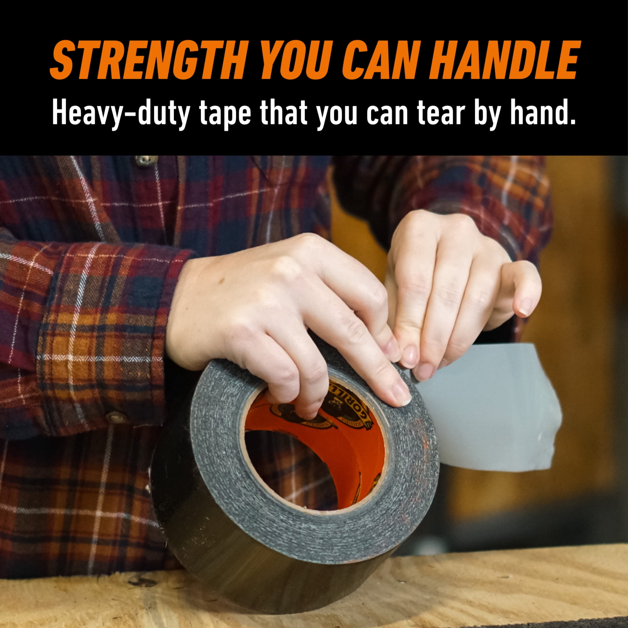 (2 pack) Gorilla Tape Tough & Wide, Black Tape, 2.88" x 25 yd