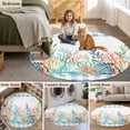 thumbnail image 6 of Summer Beach Round Living Room Rugs 3.3 ft, Ocean Colorful Coral Shell Starfish Seaweed Blue Plaid Washable Area Rug with Non-Slip Sturdy Edge Binding Round Front Door Mat Floor Carpet for Entryway, 6 of 9