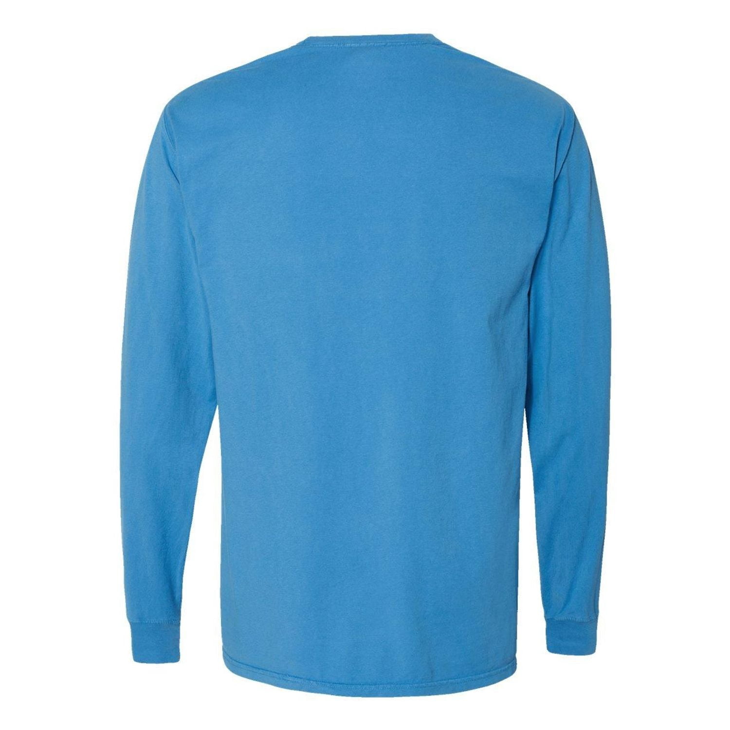 Hanes Long Sleeve Cotton T-Shirt Unisex Garment Dyed Tee Crewneck Cotton