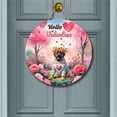 thumbnail image 2 of Hello Valentine’s Day Mastiff Flower Crown Romantic Pink Floral Round Wood Sign Mastiffs Dog Lover Gifts Idea Hanging Wall Home Decor - 00031, 2 of 5