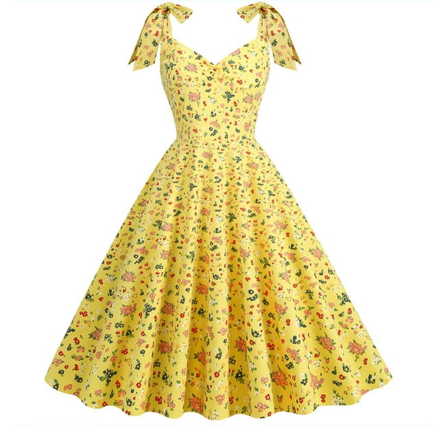FcBaudy Robe à Manches Courtes à Col en V, Robes d'Été pour Femmes, Robes pour Femmes Mode Robe Vintage pour Femmes Sans Manches à Col en V Robe Imprimée pour Femme