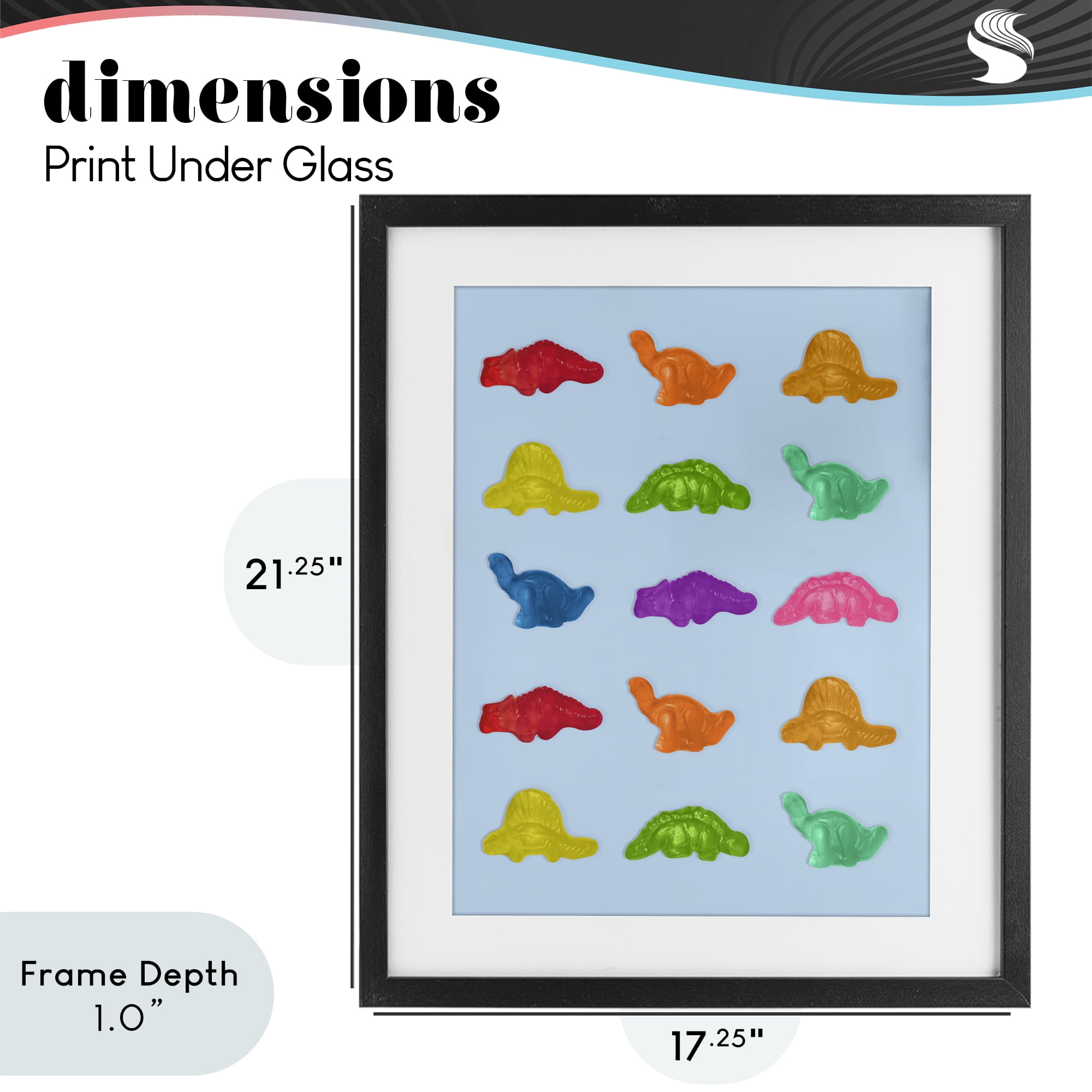 Stupell Industries Colorful Dinosaur Candies Black Framed Print Under Glass, design by LISH Creative
