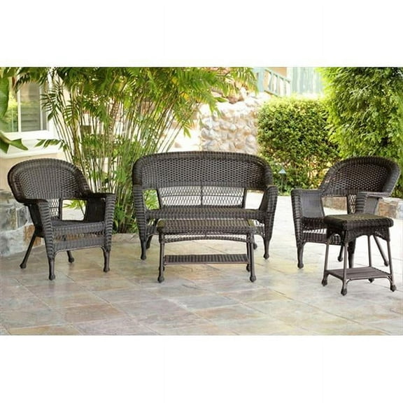 Jeco  5 Piece Espresso Wicker Conversation Set