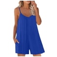 thumbnail image 1 of TrendOFT Combinaison d'Été pour Femmes Décontractée Sans Manches Shorts Unis à Bretelles Combinaisons une Pièce Bleu G, 1 of 5
