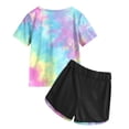 thumbnail image 4 of Toddler Girl Clothes 3T-4T Girls 2 Piece Outfits Letter Print Vacation Tee Top and Dolphin Shorts Tracksuit Sets for Kids Sports, Casual, Dance Tie Dye, 4 of 5